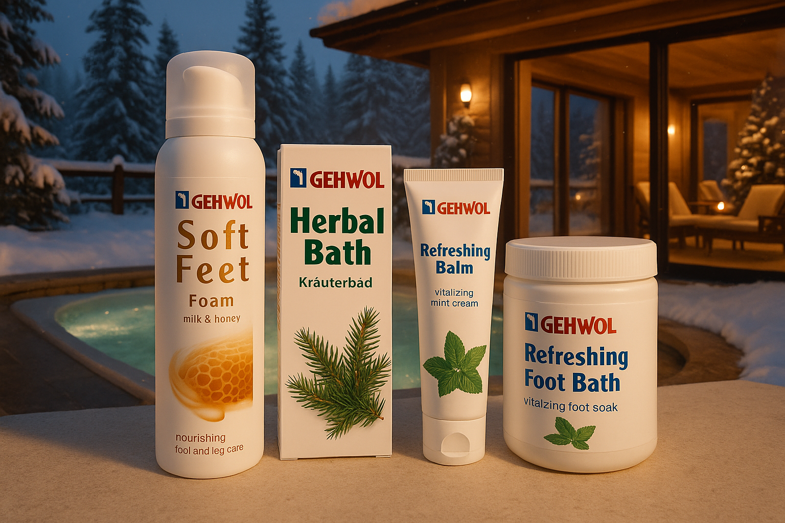 Spa & Relaxation Bundle with snowy exterior spa